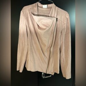 Blush Leather Jacket with Asymmetrical Zipper